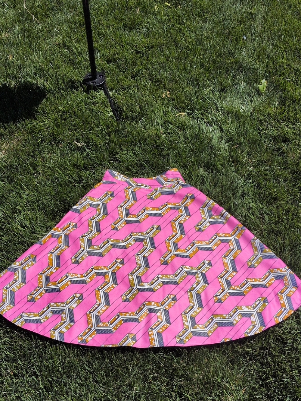 Stylish Pink Geometric A-Line Skirt